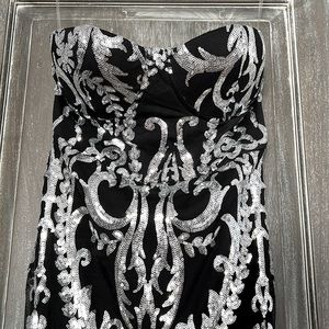 Black & Silver Sequin Maxi Dress